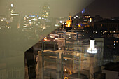 Evening view from a window in restaurant Doga Balik, Istanbul, Turkey