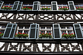 Fassade von einem Fachwerkhaus, Bamberg, Oberfranken, Bayern, Deutschland