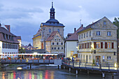 Altstadt am Abend, Bamberg, Oberfranken, Bayern, Deutschland