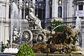 Fuente de Cibeles near town hall Palacio de Comunicaciones, Plaza de Cibeles, Madrid, Spain