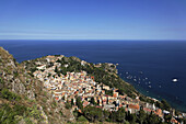 High angle view of Taormina, Sicily, Italy
