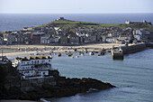 View over St Ives with harbor, Cornwall, England, Great Britain