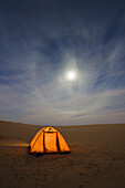 camping under the starry sky in the libyan desert, Moon Halo, Libya, Sahara, Africa