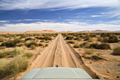 Sandpiste, Sanddünen, libysche Wüste, Sahara, Libyen, Nordafrika