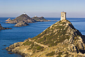 Parata Point and Sanguinaires Islands. Corse-du-Sud, Corsica Island, France