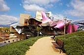 Hotel nach einem Entwurf von Frank Gehry, Bodegas Marques de Riscal, Elciego, Rioja Alavesa, Araba, Baskenland, Spanien