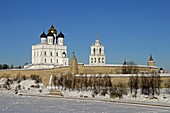 Russia,Pskov,Kremlin,Velikaia River,Fortifications Wall,Holy Trinity Cathedral,1699,Bell Tower