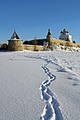 Russia,Pskov,Kremlin,Velikaia River,Ploskaya flat Tower,Kutekroma Tower,Holy Trinity Cathedral,1699