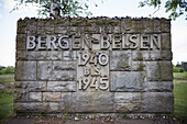 Germany, Niedersachsen, Bergen-Belsen WW2 concentration camp memorial, sign