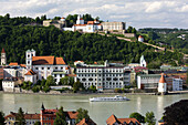 Inn River view from Mariahilf monastery, Passau, Bavaria, Germany