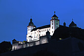 Festung Marienberg fortress in the evening, Wurzburg, Bavaria, Germany