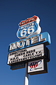 Rt. 66 motel sign, Rt. 66 Town, Seligman, Arizona, USA