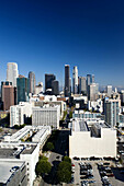 Aerial view of downtown from West 11th Street in the morning, Los Angeles, California, USA