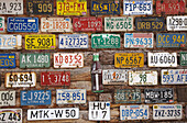 Old license plates, Hole in the Rock tourist shop, Moab, Utah, USA