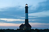 USA, New York, Long Island, Fire Island, Robert Moses State Park, Fire Island Lighthouse, dusk