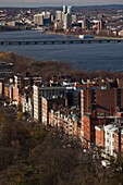 USA, Massachusetts, Boston, Beacon Street and Charles River, high angle view, daytime