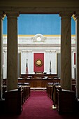 USA, West Virginia, Charleston, West Virginia State Capitol, State House of Representatives legislative chamber, entrance