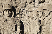 Battle of Stalingrad, Carved, Color, Colour, Daytime, detail, details, Europe, exterior, Horizontal, Mamáyev Kurgán, Memorial, Memorials, outdoor, outdoors, outside, Relief, Reliefs, Russia, Sculpted, Sculpture, Second World War, Soldier, Soldiers, Stalin