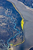 Diseños fluvilales  Deshielo Glaciar  Río Tungnaá, Alrededores del Glaciar Vatnajökull  Sur de Islandia