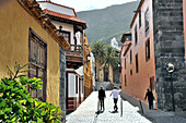 People on a street at Garachico, Tenerife, Canary Isles, Spain, Europe