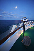Binoculars on cruise ship AIDA Bella in the evening, Mediterranean Sea