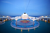 On the deck of AIDA Bella cruise ship in the evening, Mediterranean Sea