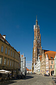 Altstadt  old town) and Martinskirche, Landshut, Bavaria, Germany