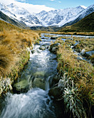 Cameron River and Arrowsmith Range central Southern Alps New Zealand