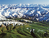 Seaward Kaikoura Range near Waiau Canterbury aerial view New Zealand