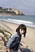 Frau am Strand, Tel Aviv, Israel, Naher Osten