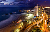 Renaissance Hotel, the beaches, and Hayarkon Street in the evening, Tel Aviv, Israel, Middle East