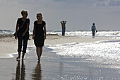 Women walking along the beach, Gordon Beach, Tel Aviv, Israel, Middle East