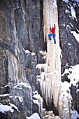 Ice climber on a icefall, Rjukan, Telemark, Norway
