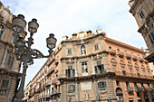 Houses at the square Piazza Vigliena also called Quattro Canti di città, in Palermo, Province Palermo, Sicily, Italy, Europe