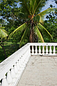 Terrace of the Tissawewa Resthouse, an Hotel in an old colonial villa inside of the Sacred City, Anuradhapura, Sri Lanka, Asia