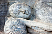 12 meter long dying Buddha statue carved out of a granite rock, Gal Vihara, Polonnaruwa, Sri Lanka, Asia