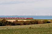 German Railways Car Train on the Hindenburg dam, Sylt, Schleswig-Holstein, Germany