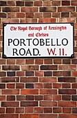 Portobello Road, Schild an einer Mauer, London, England, Grossbritannien, Europa