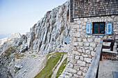 Mountain lodge Meilerhutte, Wetterstein range, Bavaria, Germany