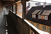 Parapet walk along the city wall, Rothenburg ob der Tauber, Bavaria, Germany