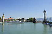 View of the harbour, Lindau, lake Constance, Bavaria, Germany