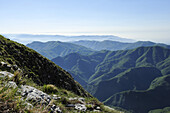 View towards the Alpi Apuane mountain range, near Rifugio Rossi hut, Pania della Croce, Alpi Apuane nature reserve park, Alpi Apuane, Apennines, Tuscany, Italy