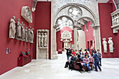 People and sculptures at the museum Cité de l'architecture et du patrimoine, Paris, France, Europe