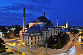 Yusufaga Mosque and Mevlana Takkesi at night, Konya, Anatolia, Turkey