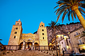 Abendstimmung Domplatz, Dom, Cefalù, Palermo, Sizilien, Italien