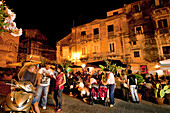 Nightlife, Piazetta San Rocco, Ortigia, Syracuse, Sicily, Italy