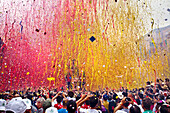 Stringers in the air, Saint´s day San Paolo, Palazzolo Acréide, Sicily, Italy