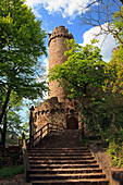 Southern tower with castle gate, Auerbach castle, near Bensheim, Hessische Bergstrasse, Hesse, Germany