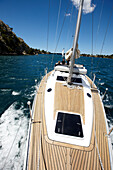 Sailing boat off the coast in the sunlight, Croatia, Europe