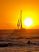 Waikiki Beach Sunset  Honolulu  Oahu  Hawaii  United States